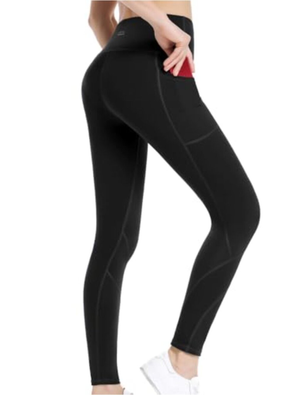 High Waisted Leggings with Pockets, 77% Polyester 23% Spandex, Yoga & Workout